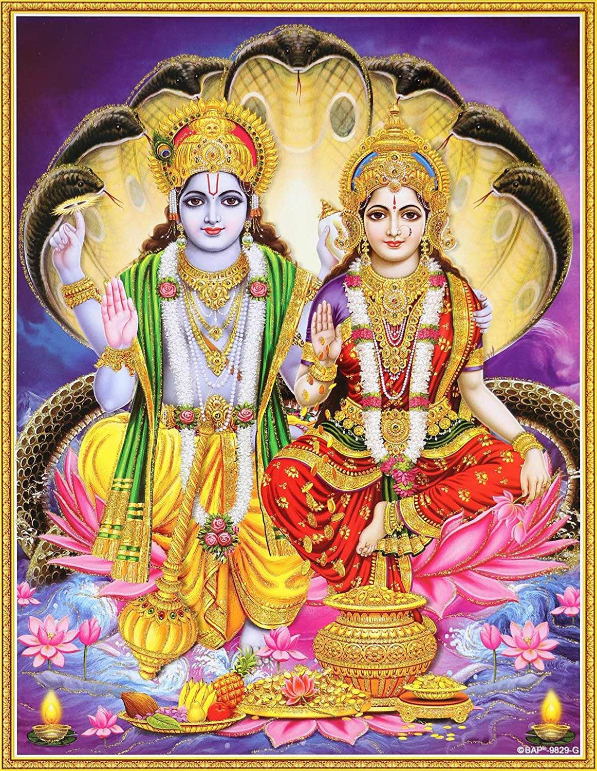 Lord Vishnu And Goddess Laxmi - HD Wallpaper 