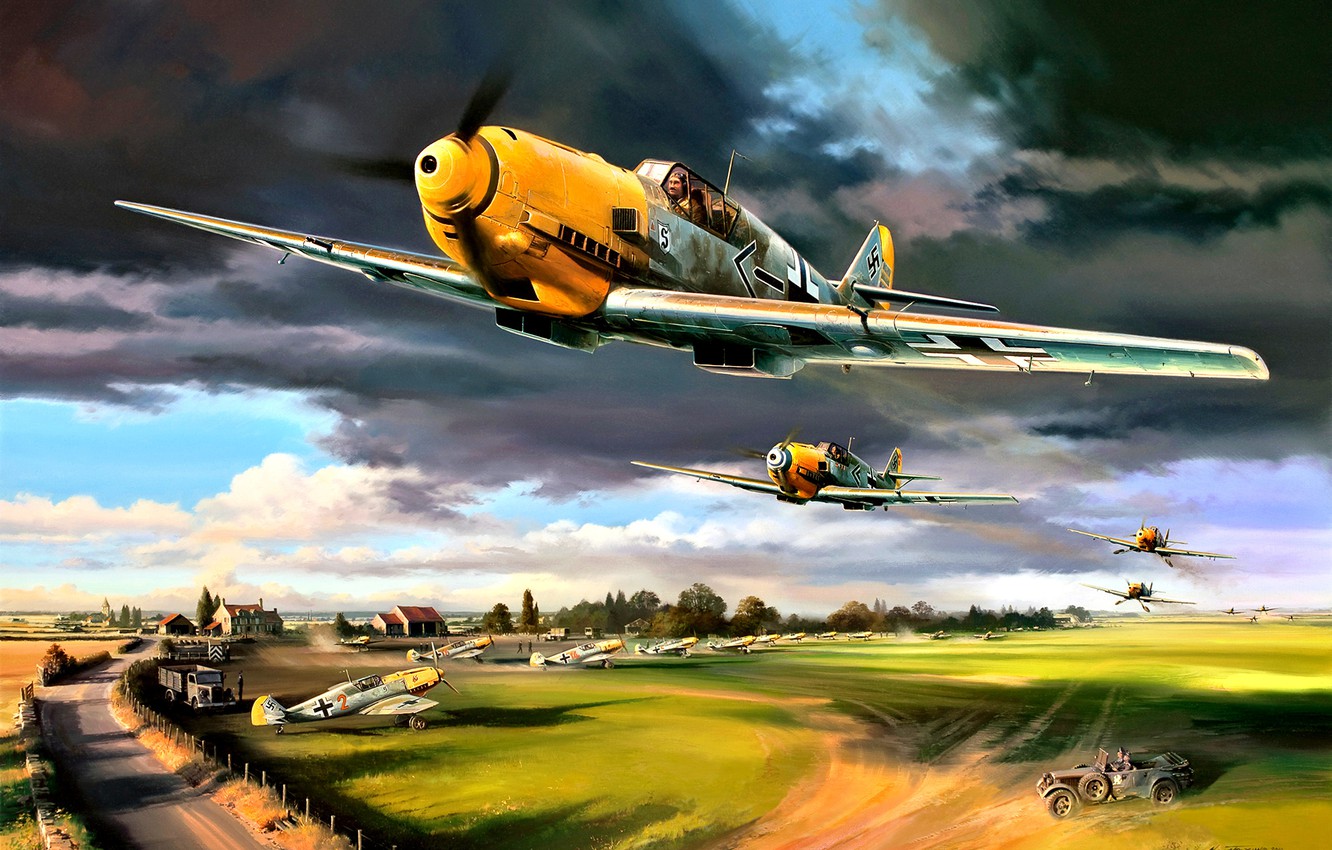 Photo Wallpaper Clouds, Trees, Messerschmitt, The Airfield, - Nicolas Trudgian Summer Storm - HD Wallpaper 