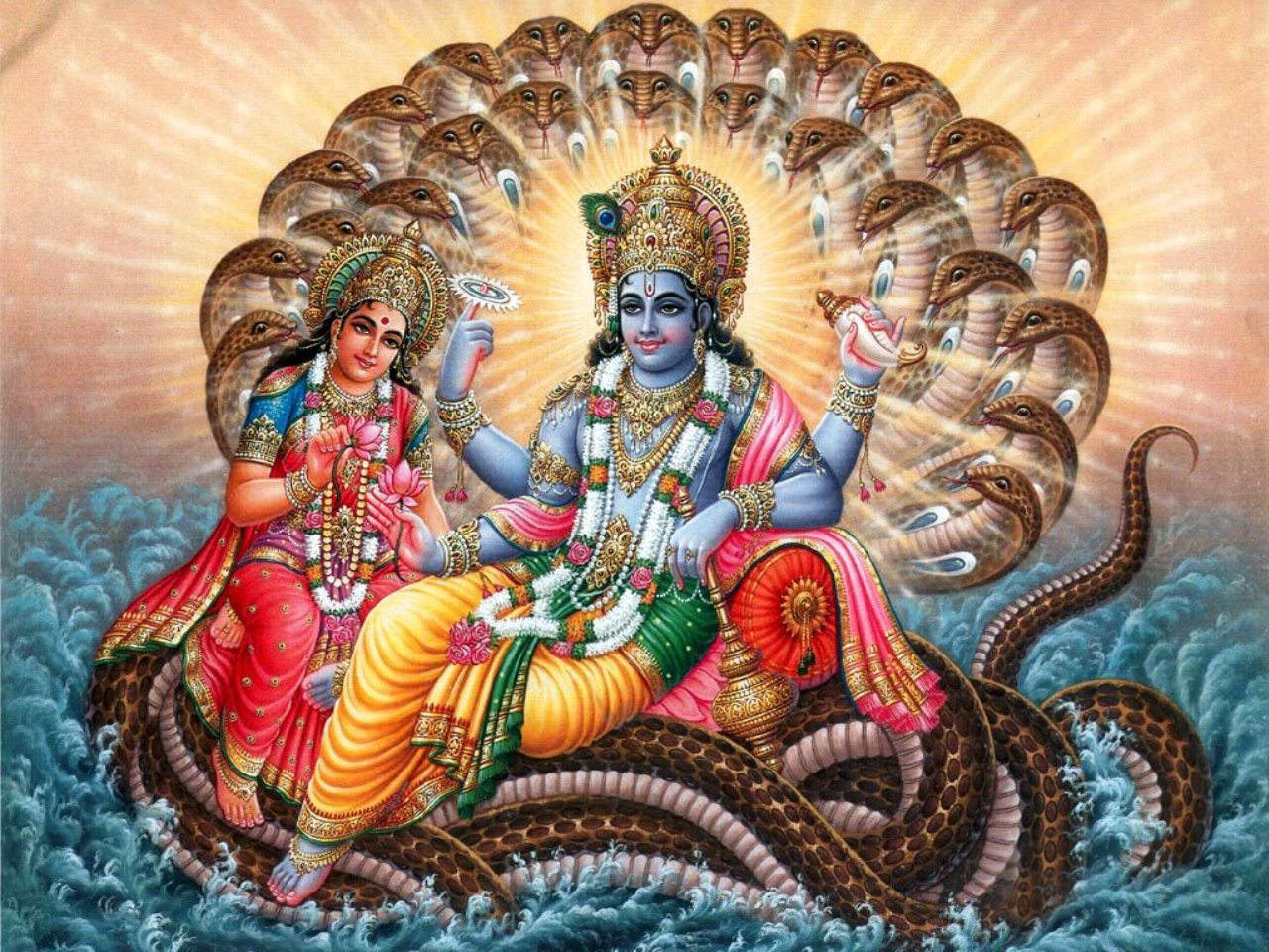 Lord Vishnu Laxmi Sheshnag Ji Wallpaper - God All - HD Wallpaper 