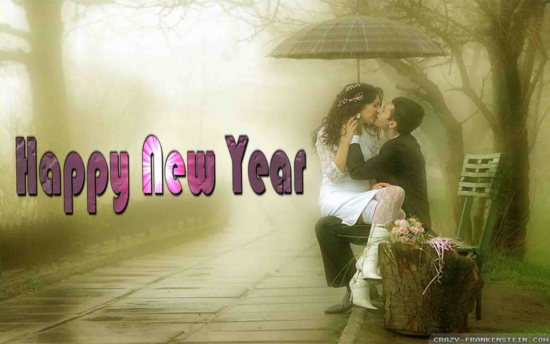 Seductive Couple Sitting In Rain New Year Images Wallpaper - Happy New Year Romantic - HD Wallpaper 