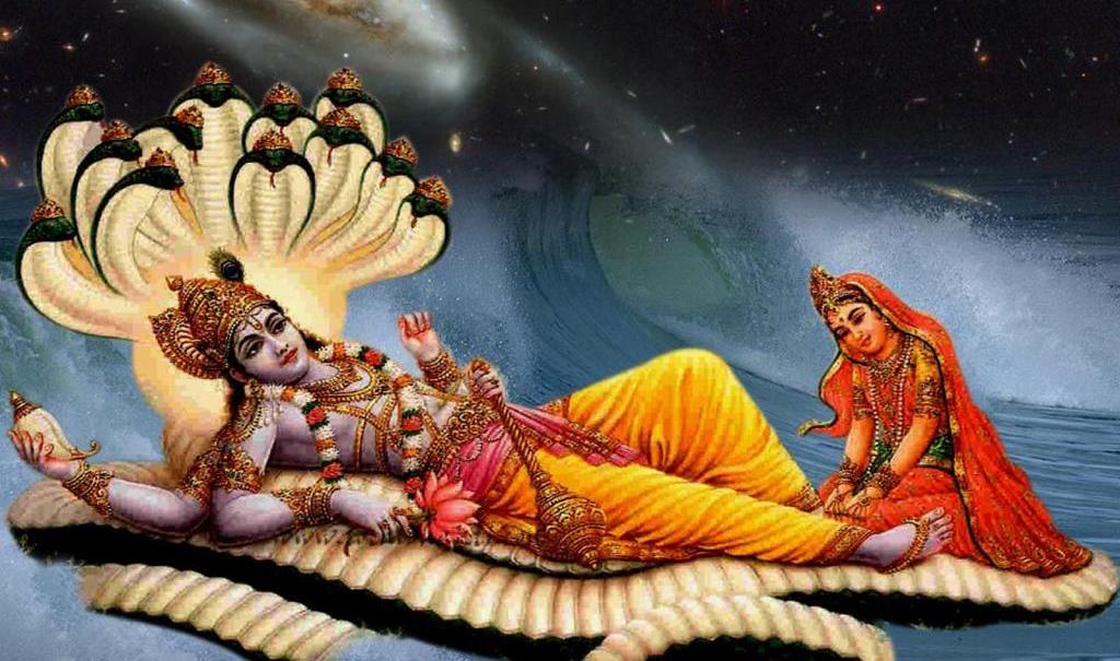 Lord Vishnu In Ksheer Sagar - Lord Vishnu And Brahma - 1024x605 Wallpaper -  