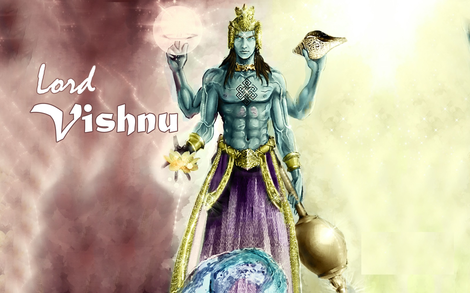 Lord Vishnu Animated Image - Hindu God Fanart - HD Wallpaper 