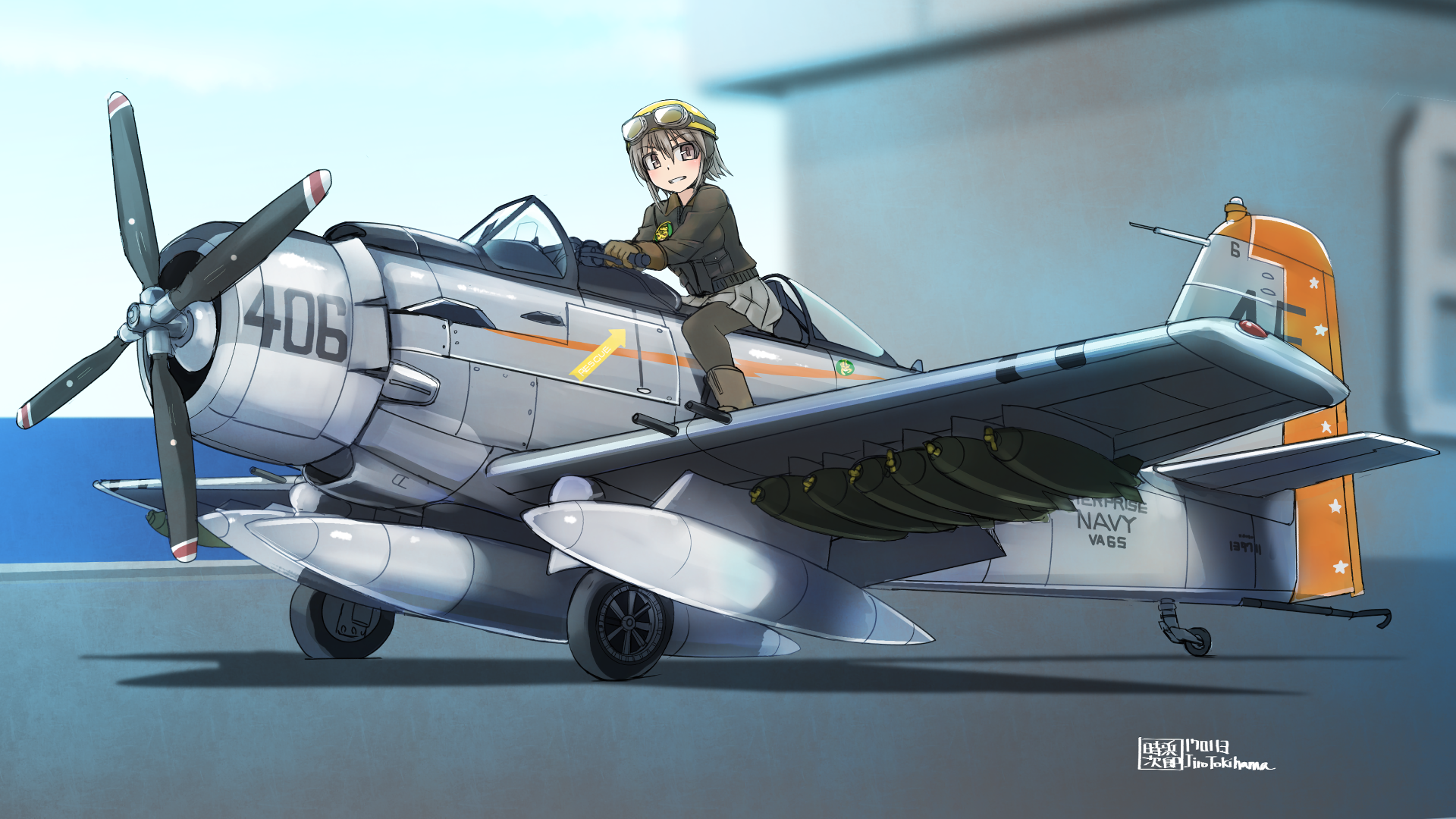 Anime Aviator Girl - HD Wallpaper 