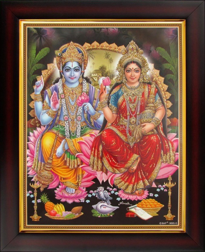 Lord Vishnu And Lakshmi Ji - HD Wallpaper 