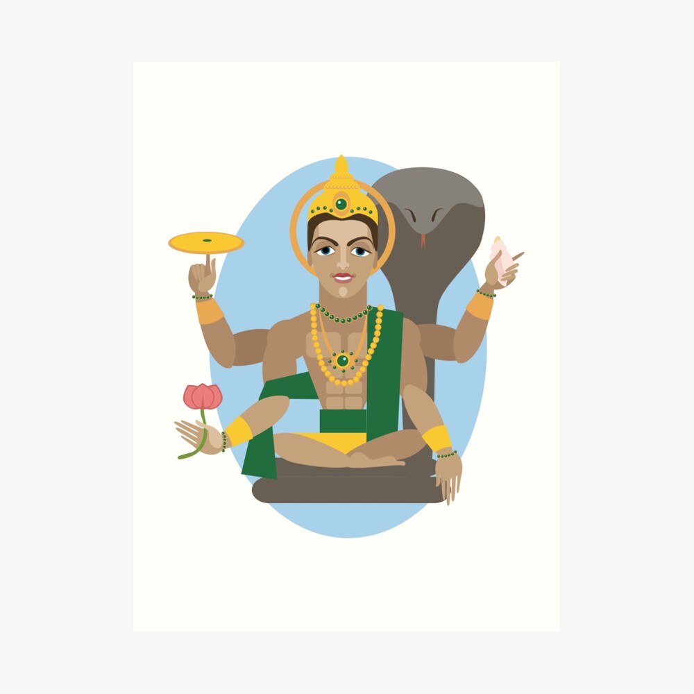 Lord Vishnu Vector Art - HD Wallpaper 