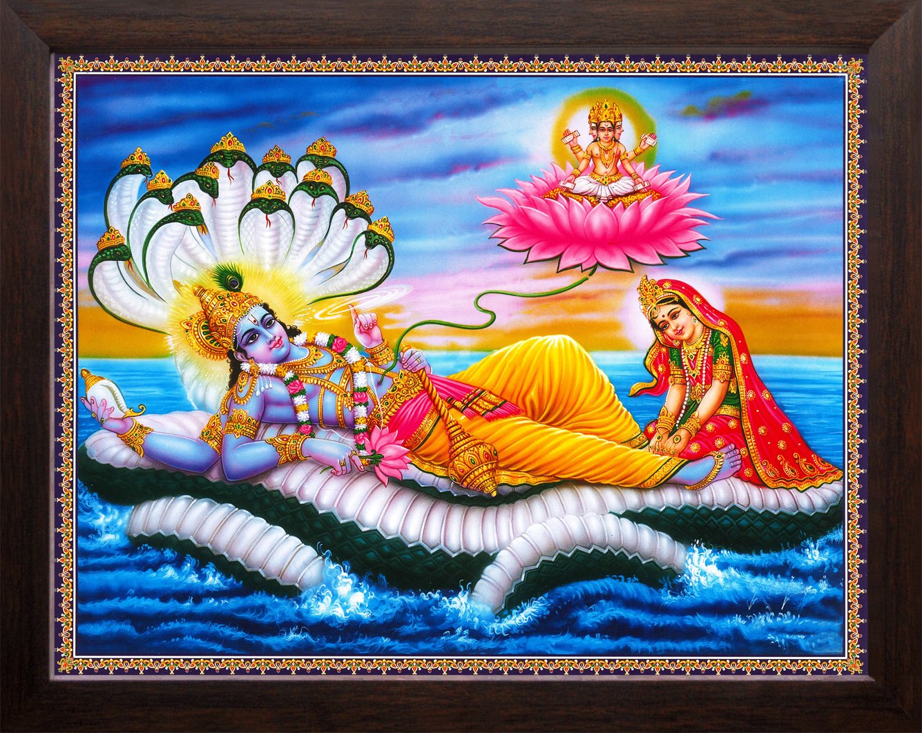 Lord Vishnu Laxmi Hd - HD Wallpaper 