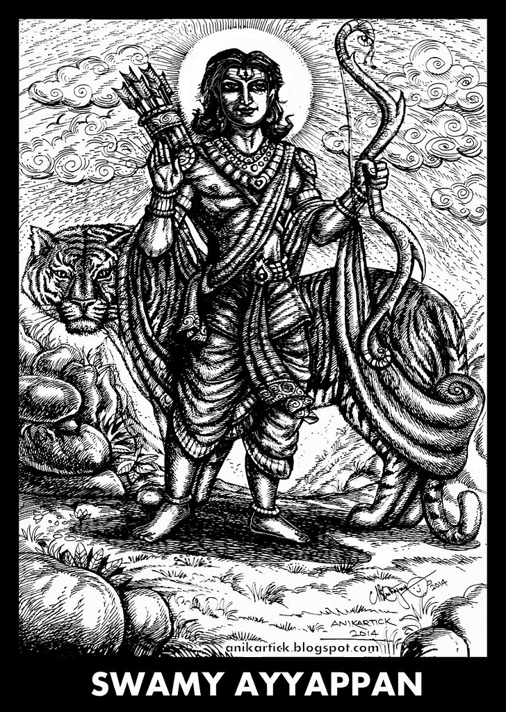 Ayyappan Line Drawing - HD Wallpaper 