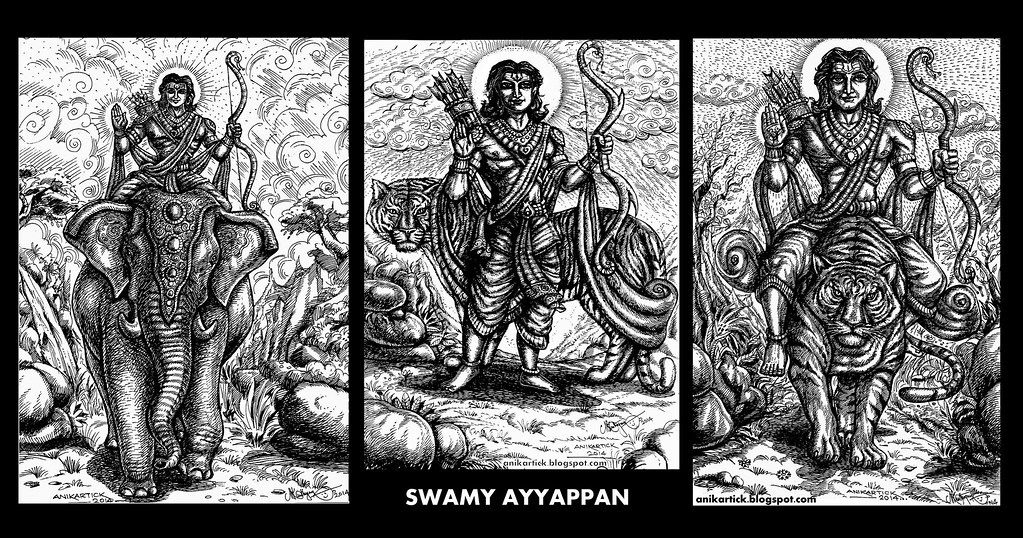 Art / Drawing / Illustration / Pen Drawing / Line Drawing - Drawing Of Lord Ayyappa - HD Wallpaper 
