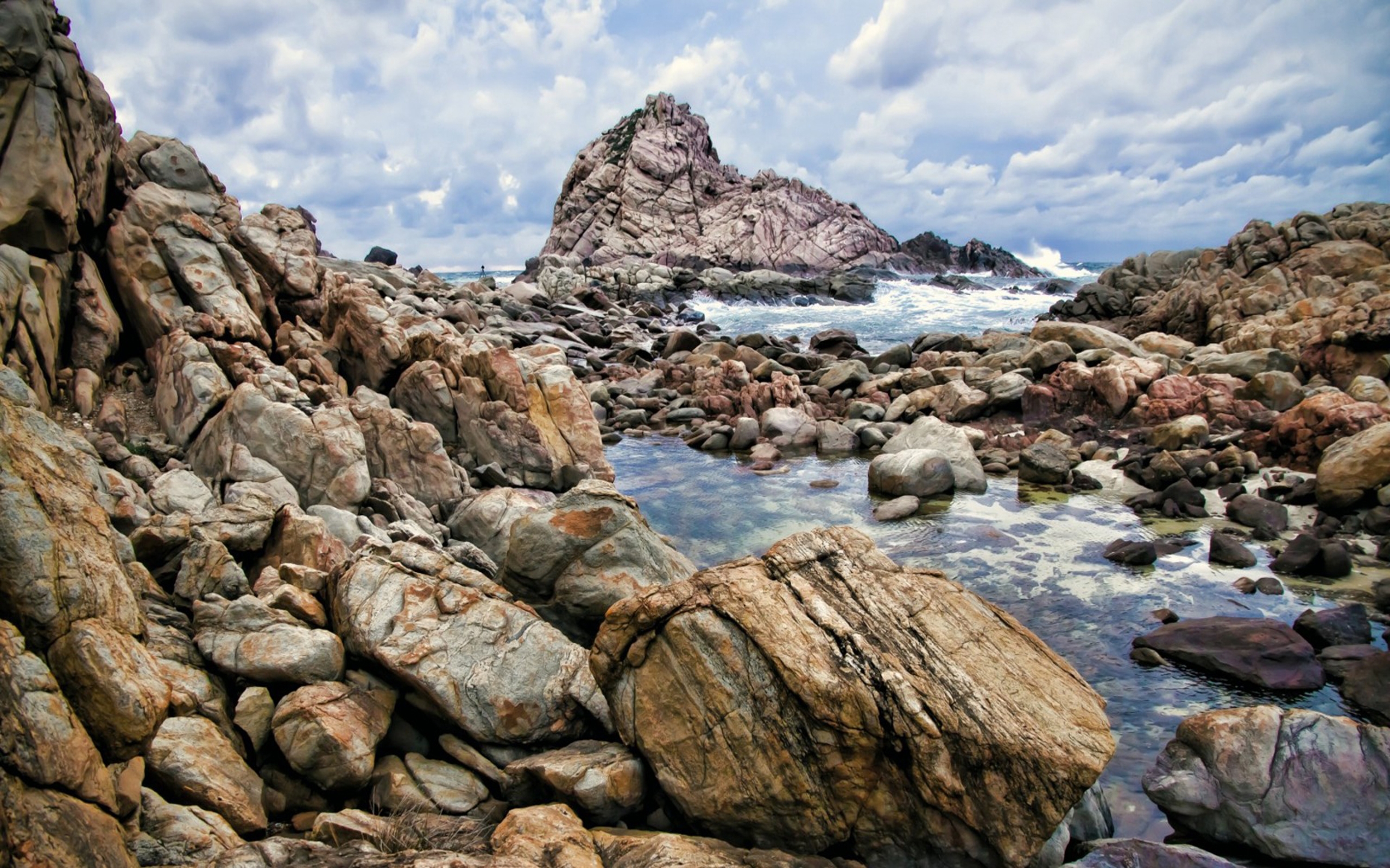 Sea Shore With Rocks - HD Wallpaper 