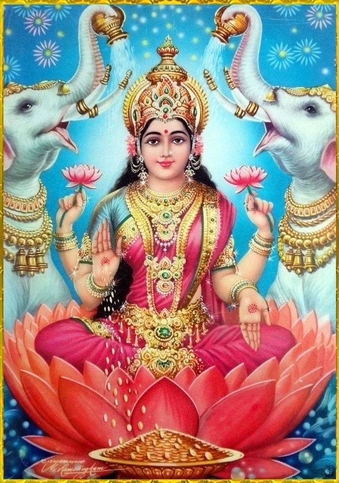 Goddess Lakshmi With Elephants - 666x948 Wallpaper 