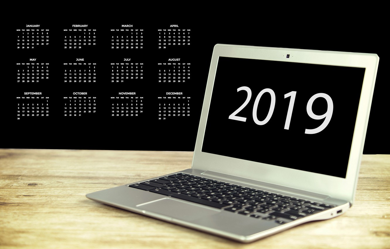 Photo Wallpaper New Year, Laptop, Calendar, - Laptop 2019 - 1332x850  Wallpaper 