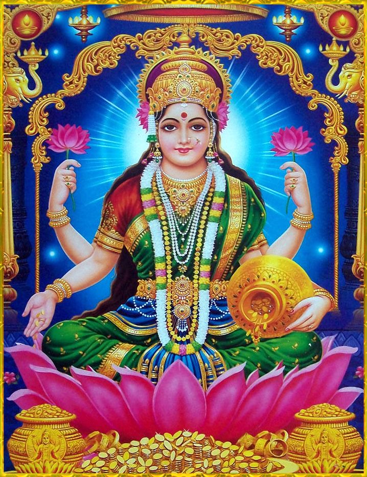 High Resolution Green Saree Lakshmi Devi - HD Wallpaper 