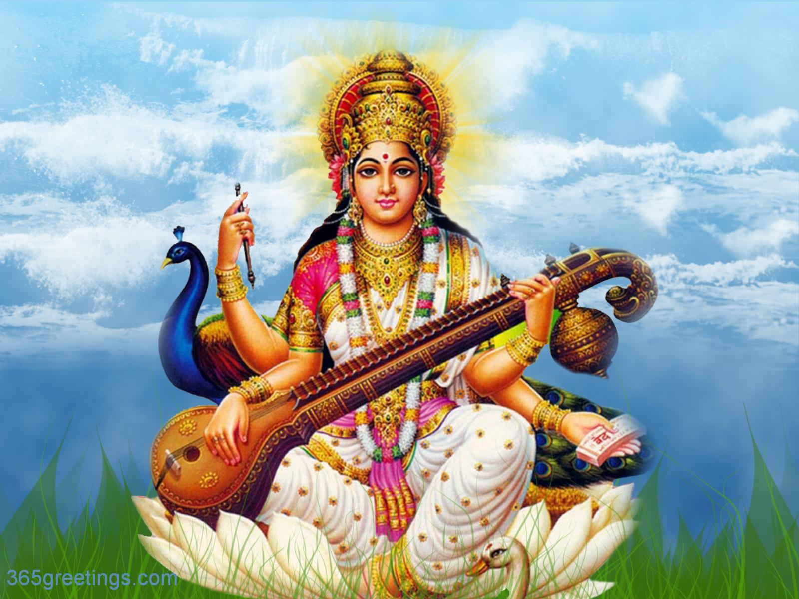 Devi God Wallpaper - Saraswati Puja Basant Panchami - HD Wallpaper 