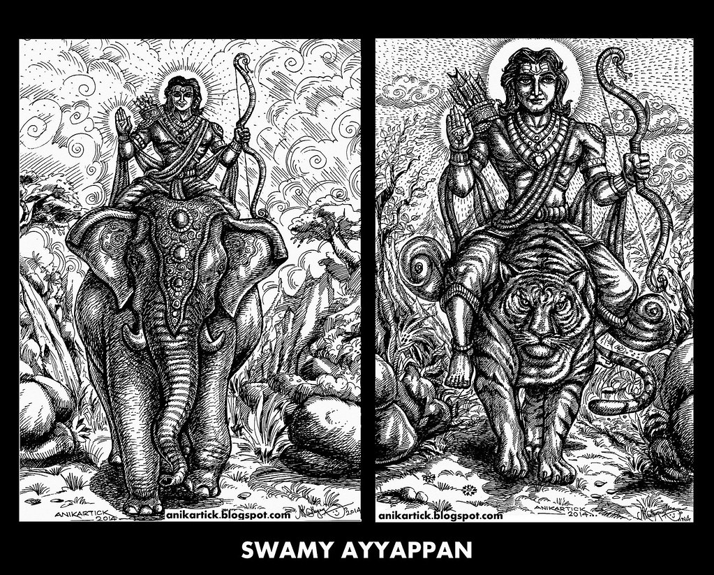 Drawing Of Lord Ayyappa - HD Wallpaper 