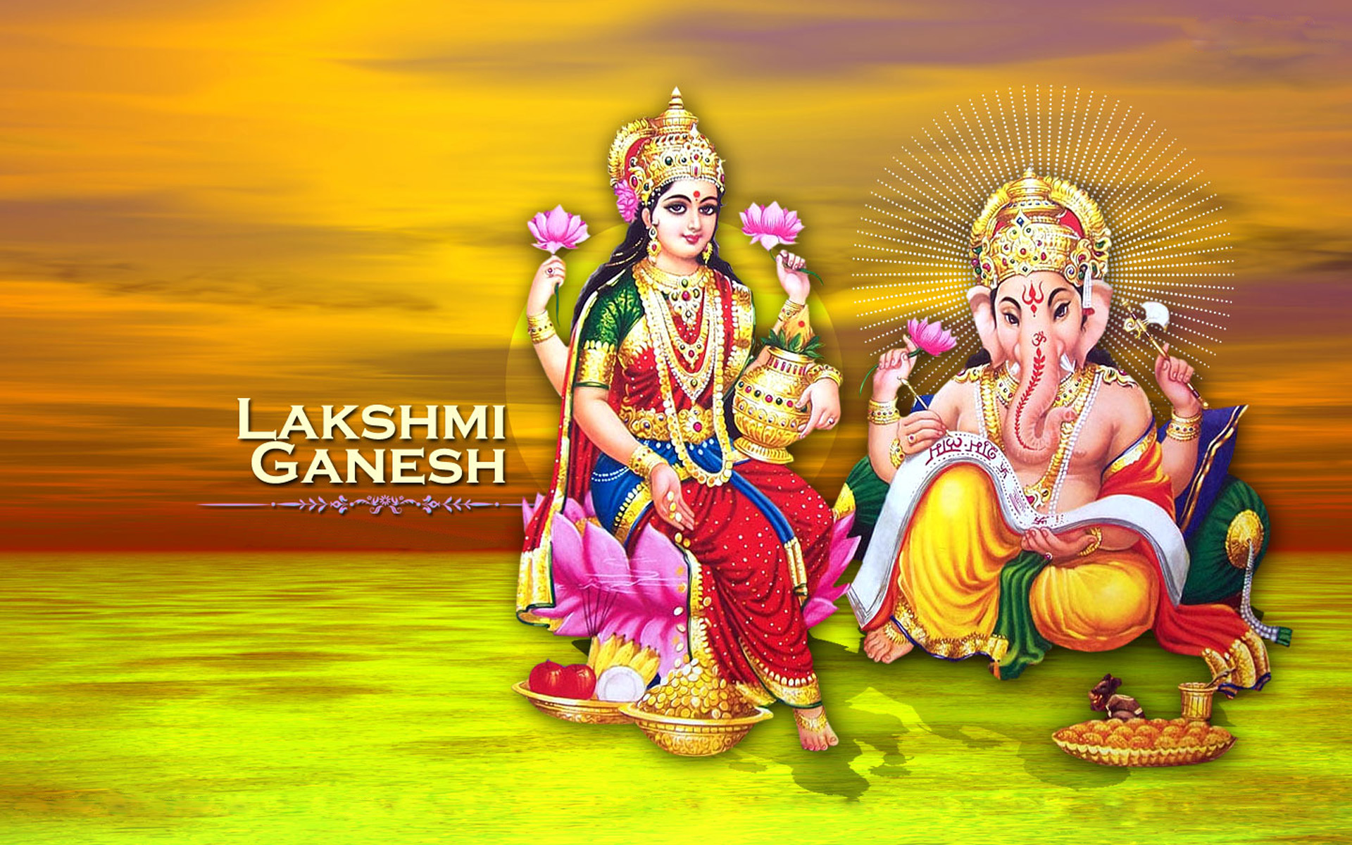 Hd Wallpaper Laxmi Ganesh - HD Wallpaper 