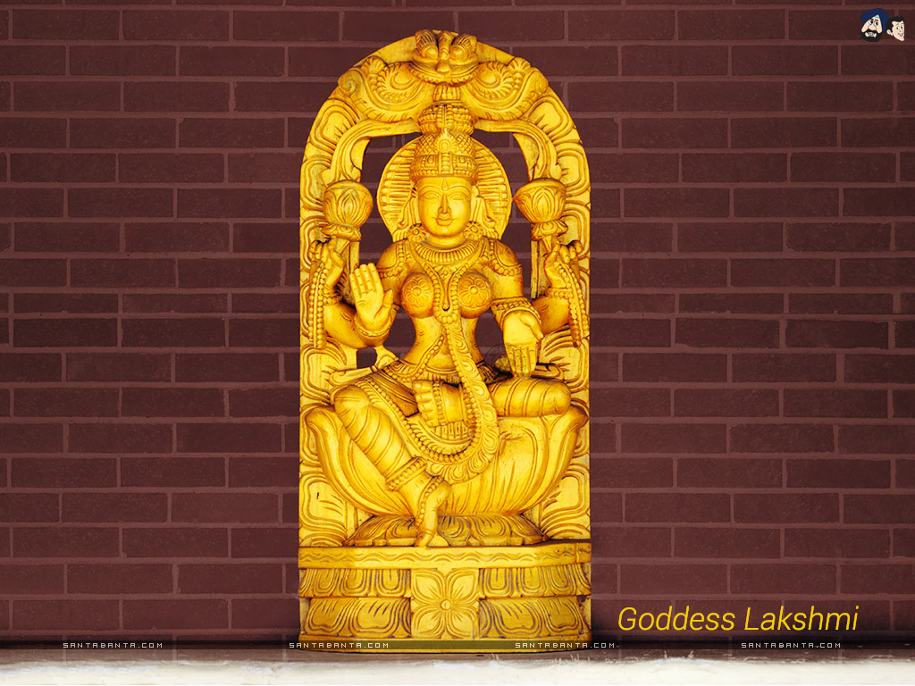 Statue Legno Lakshmi - HD Wallpaper 