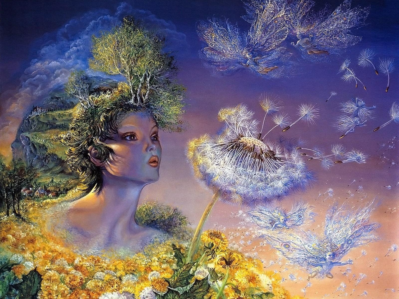 Wallpaper Goddess, Breathing, Flower, Angels, Life - Various Types Of Painting - HD Wallpaper 