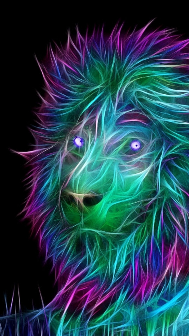 Abstract 3d Art Lion Colorful Hair Iphone Wallpaper - Iphone Se Wallpaper 3d - HD Wallpaper 