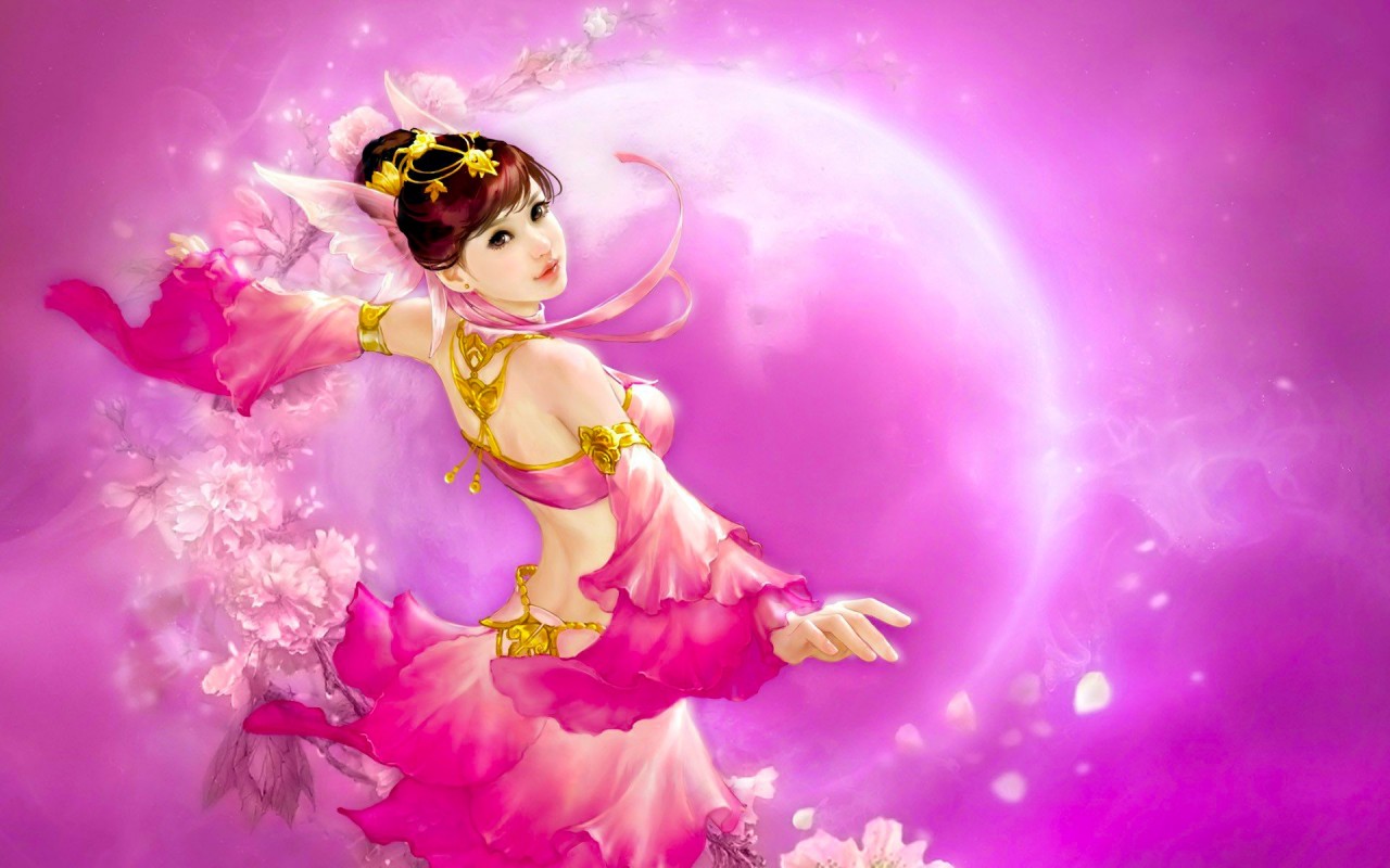 Pink Asian Goddess Wallpapers - Pink Fairy - HD Wallpaper 