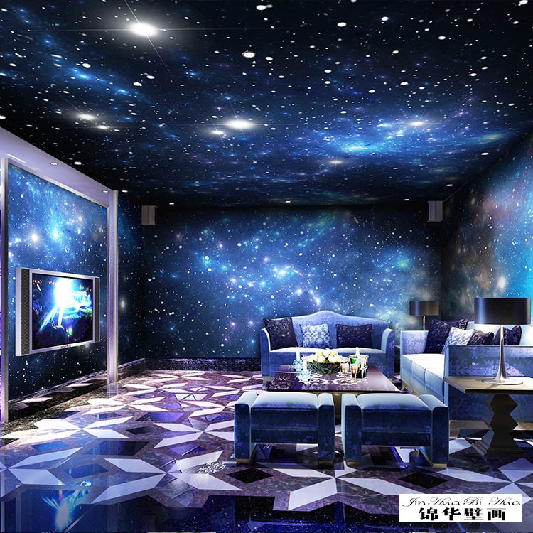 3d Stereoscopic Sci-fi Universe Star Wallpaper Ceiling - 3d Обои На Стену Космос - HD Wallpaper 