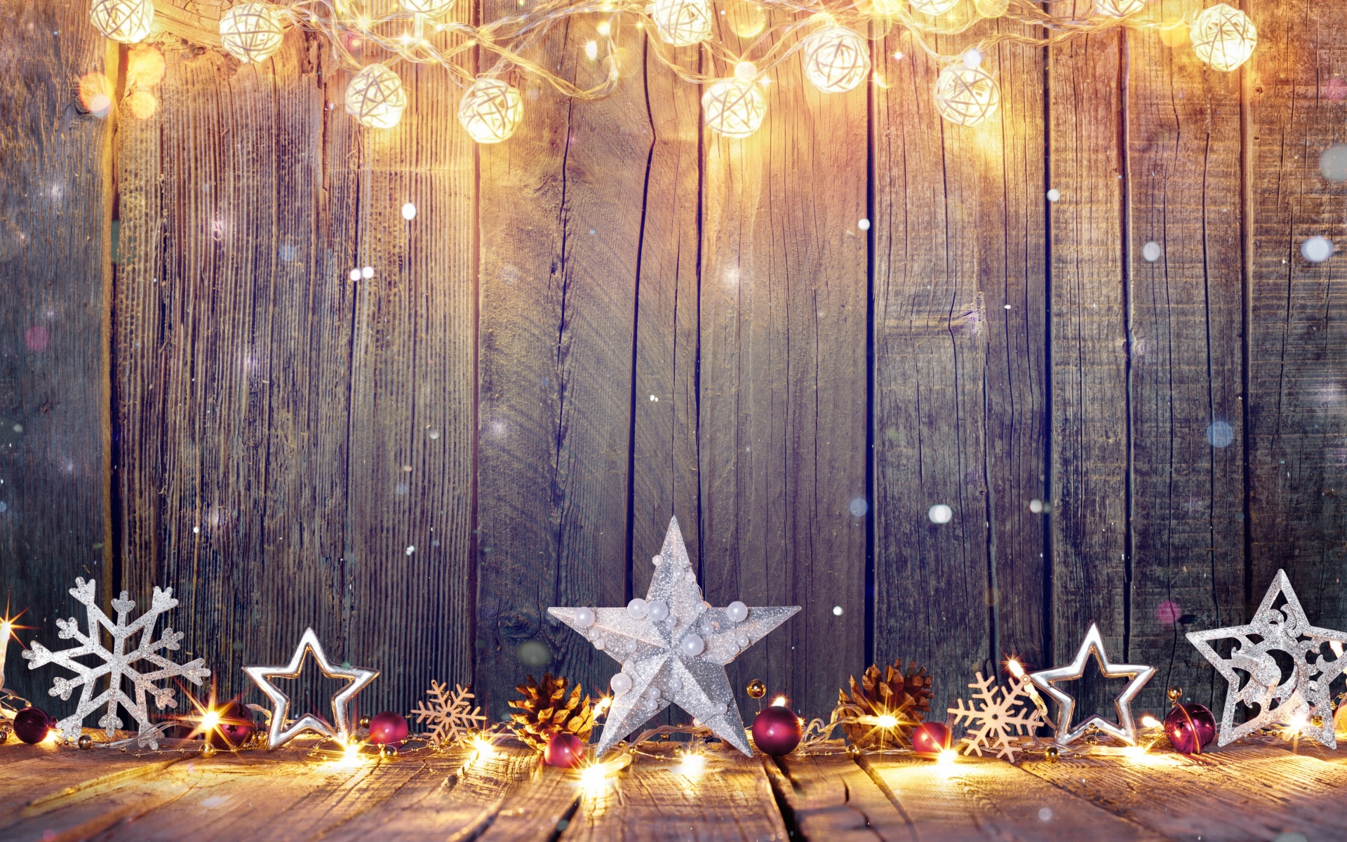 Merry Christmas Stars Decorations In Wall Wallpaper - Christmas Background Hd - HD Wallpaper 