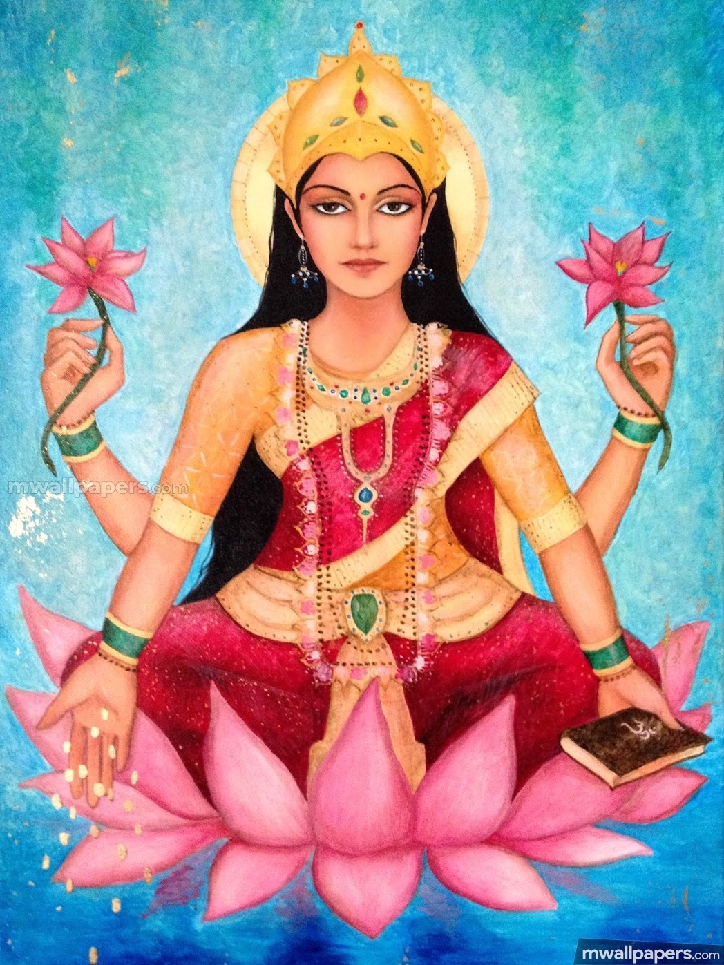 Goddess Lakshmi Best Hd Photos (13537) - Lakshmi Canvas Painting - HD Wallpaper 