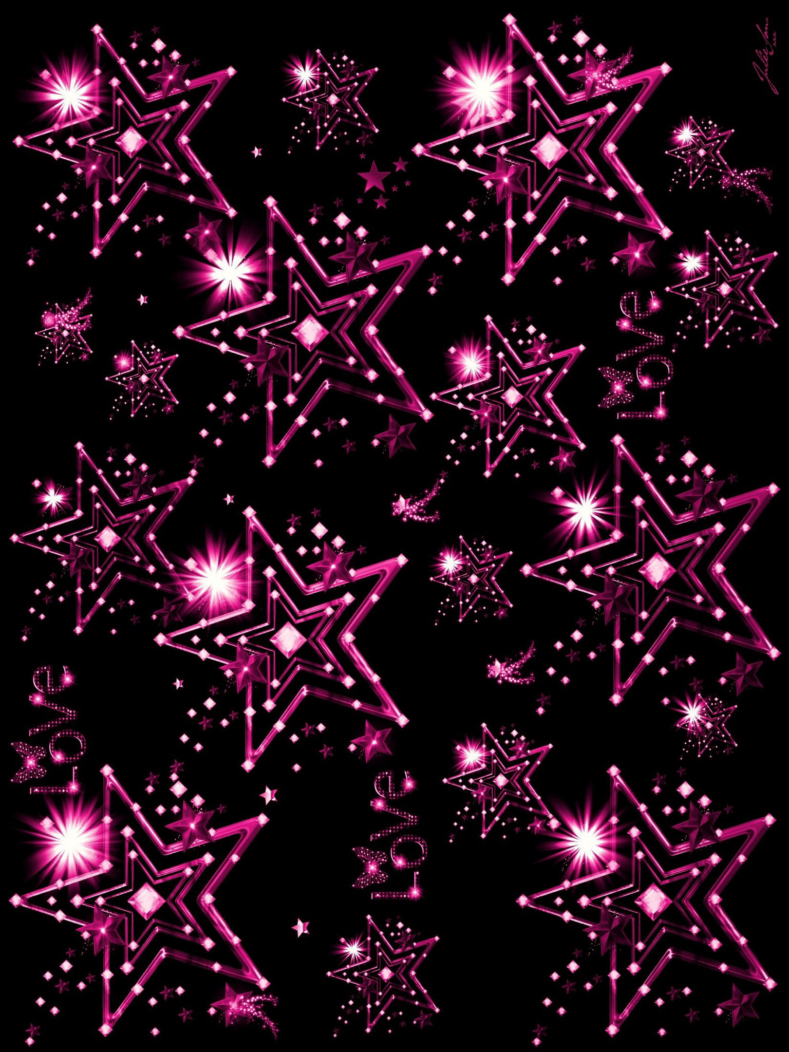Sparkly Pink Stars Wallpaper Data-src - Black And Pink Stars