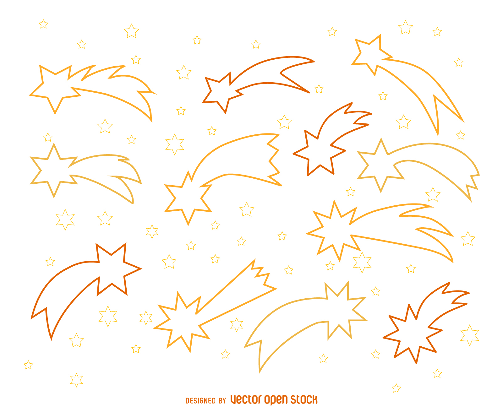 Shooting Stars Outline Illustrations - Motif - HD Wallpaper 