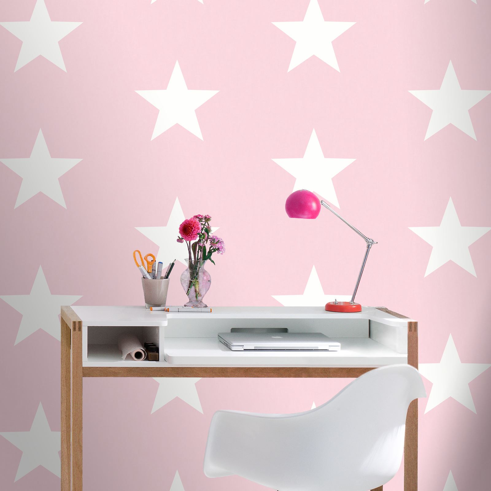 Star Wallpaper Rasch World Of Wallpaepr Pink Navy Blue - Bedroom Feature Wallpaper Birds - HD Wallpaper 