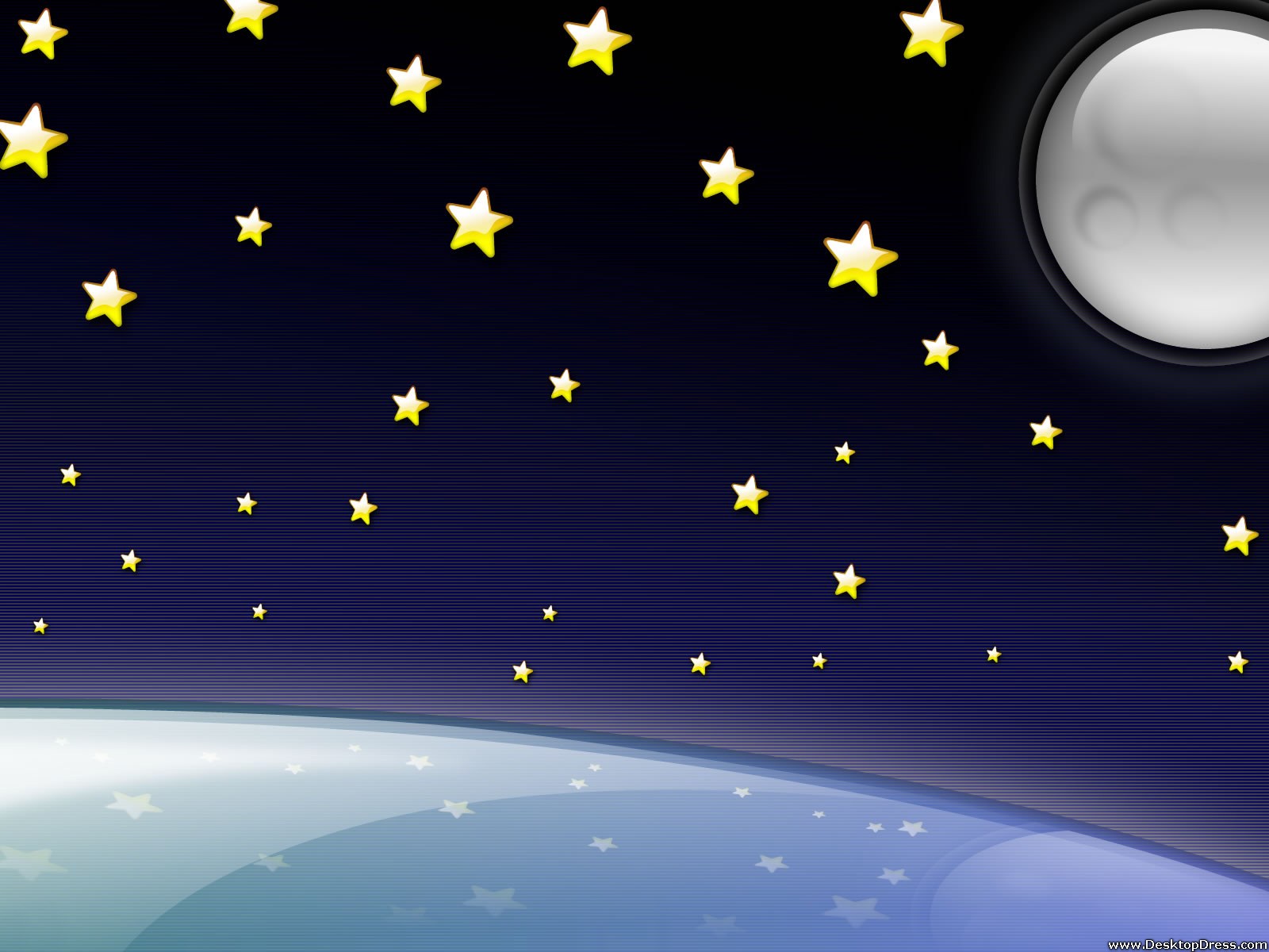Stars And Moon - HD Wallpaper 