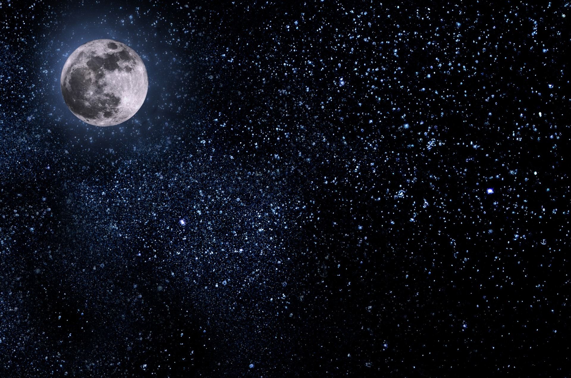 Beautiful Stars And Moon Wallpaper - Luna Y Las Estrellas - HD Wallpaper 