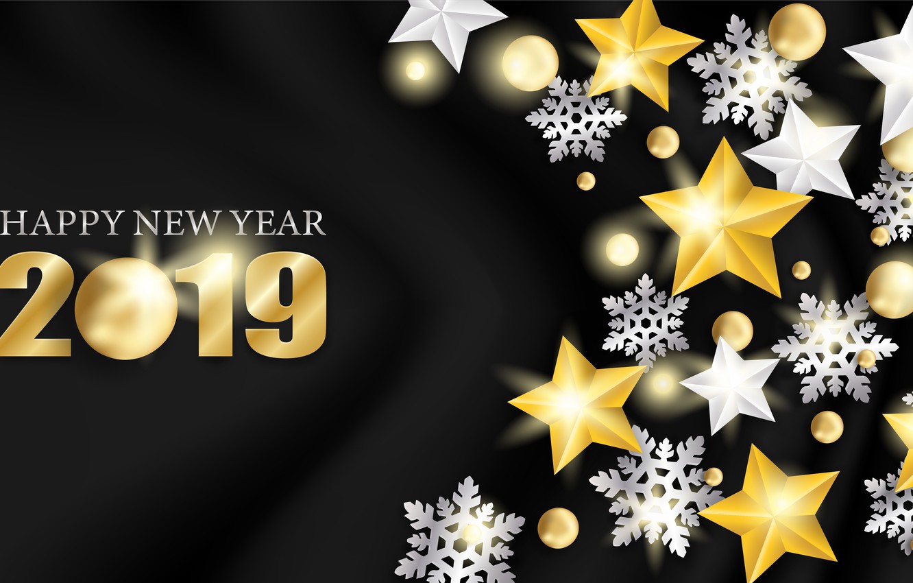Photo Wallpaper Gold, New Year, Figures, Golden, Black - Gold And Black Stars - HD Wallpaper 