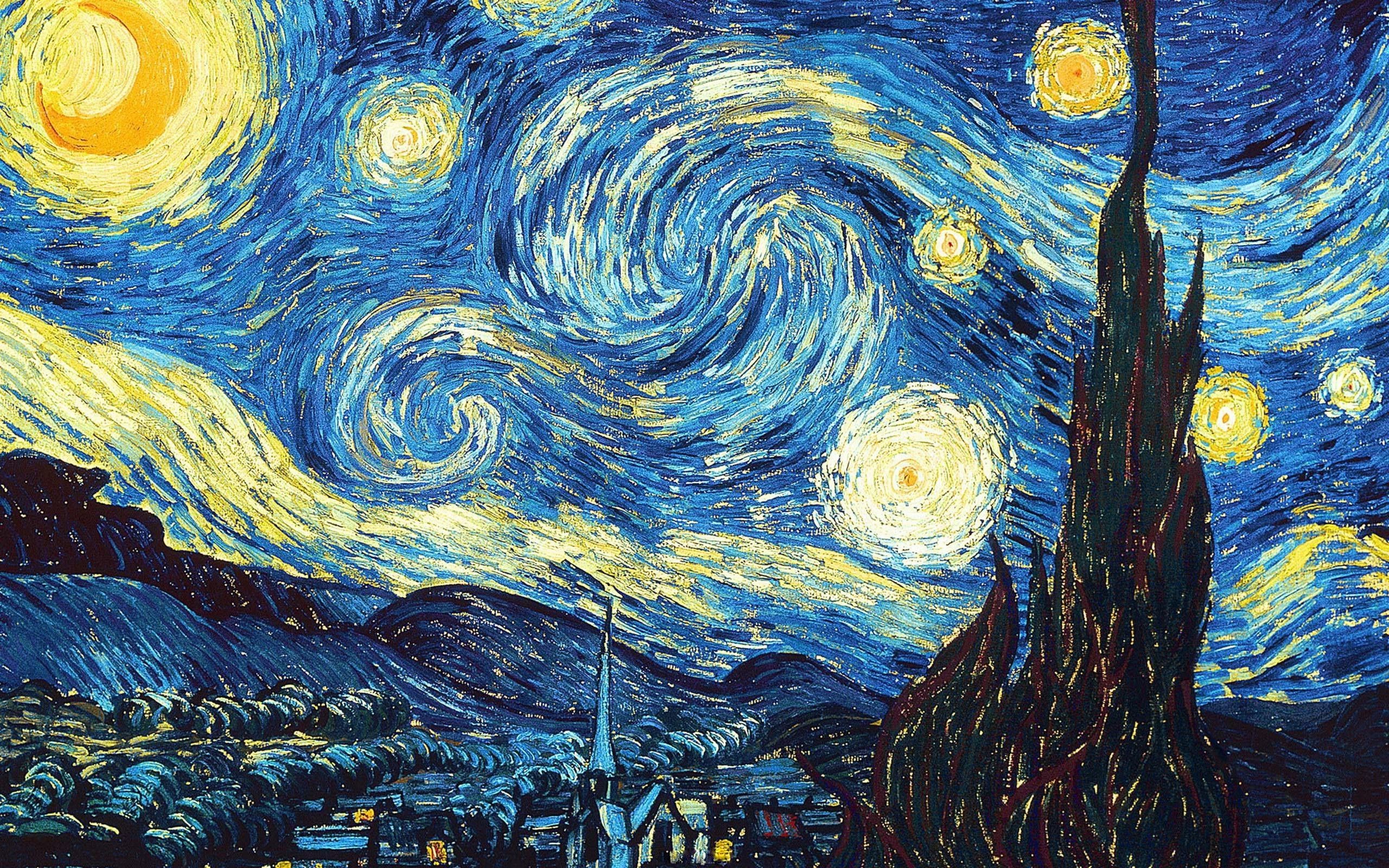 2560x1600, Fantasy Art, Vincent Van Gogh, The Starry - Starry Night Van Gogh Hd - HD Wallpaper 