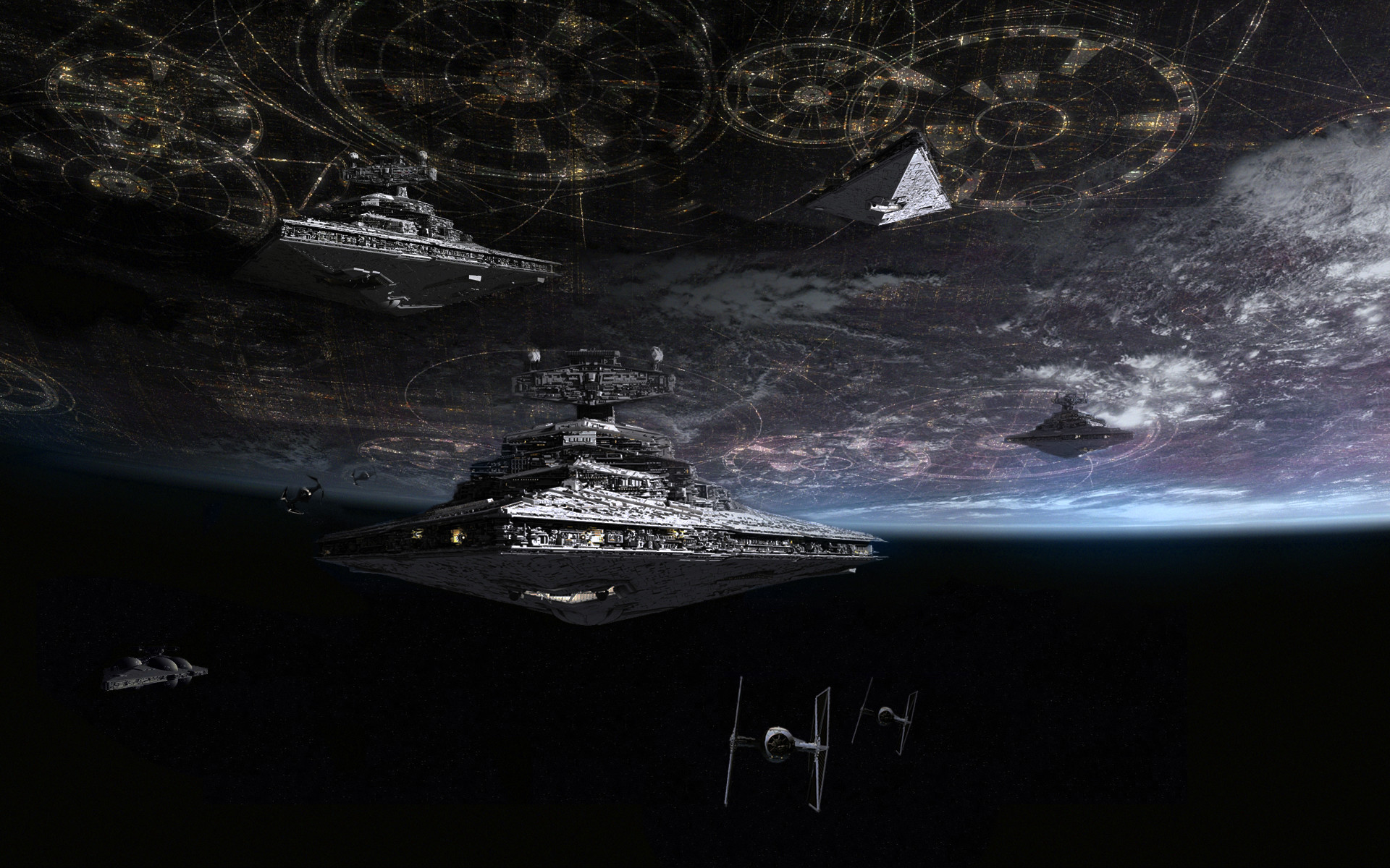 Imperial Navy Ships At Coruscant By Tony Dicker - Star Wars Imperial Navy Artwork - HD Wallpaper 