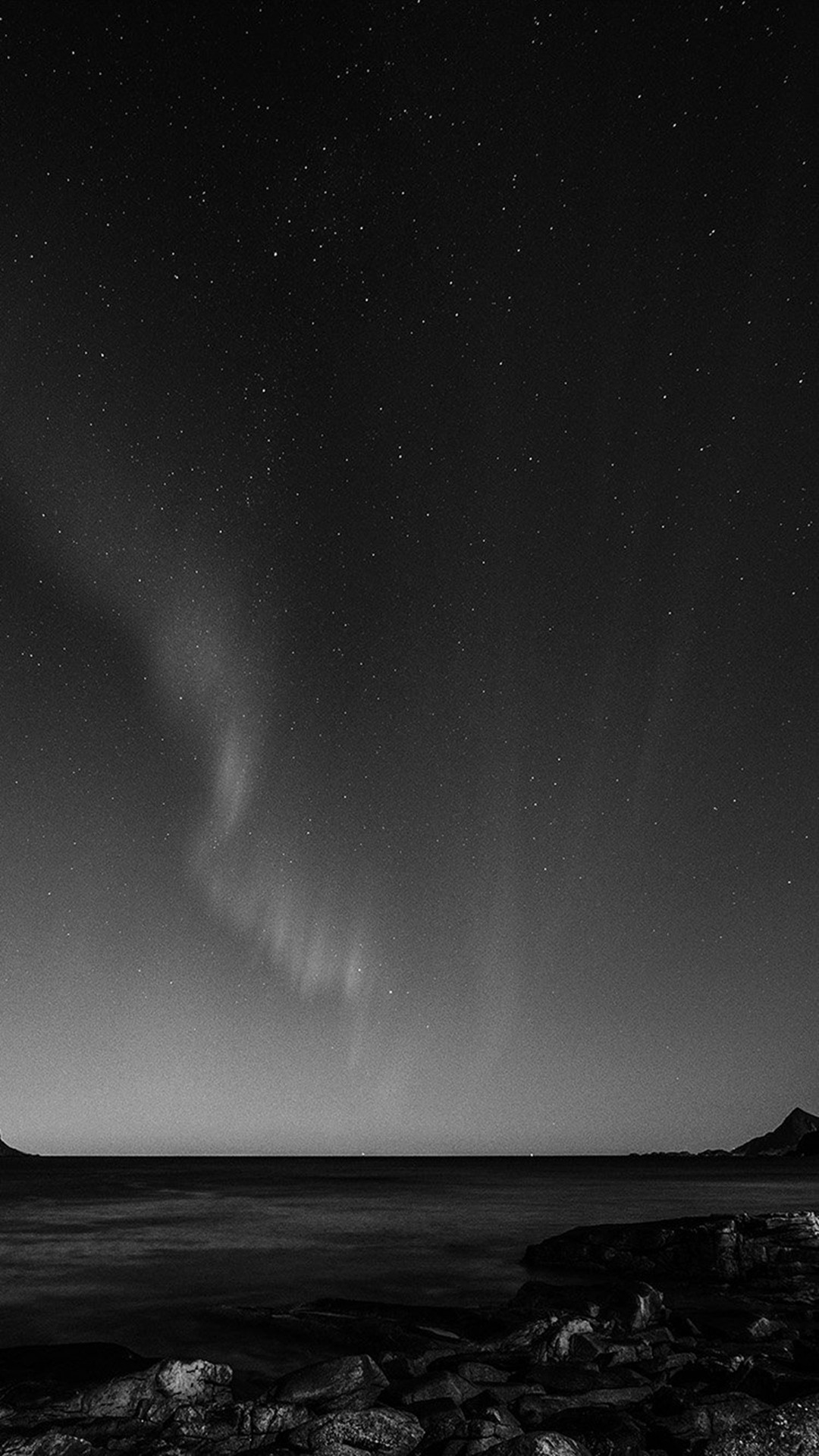 Aurora Night Sky Star Beautiful Space Sea Dark Bw Iphone - Beautiful Dark Night Sky - HD Wallpaper 