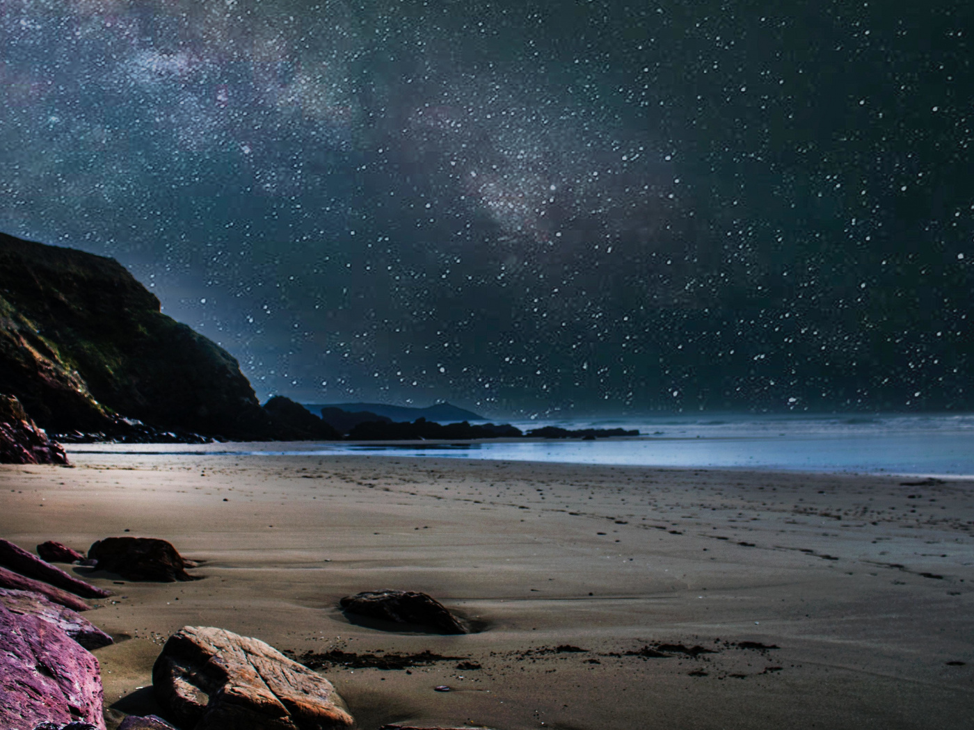 Beach, Starry Night, Sky, Nature, Wallpaper - Stars In The Beach - HD Wallpaper 