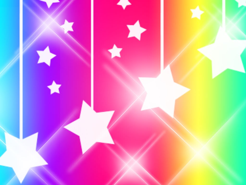 Rainbow With Stars Background - HD Wallpaper 