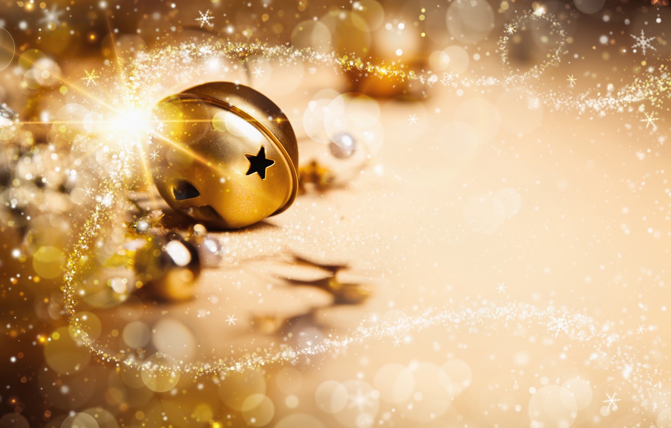 Wallpaper Stars Decoration Lights Lights Balls New - Golden Christmas - HD Wallpaper 