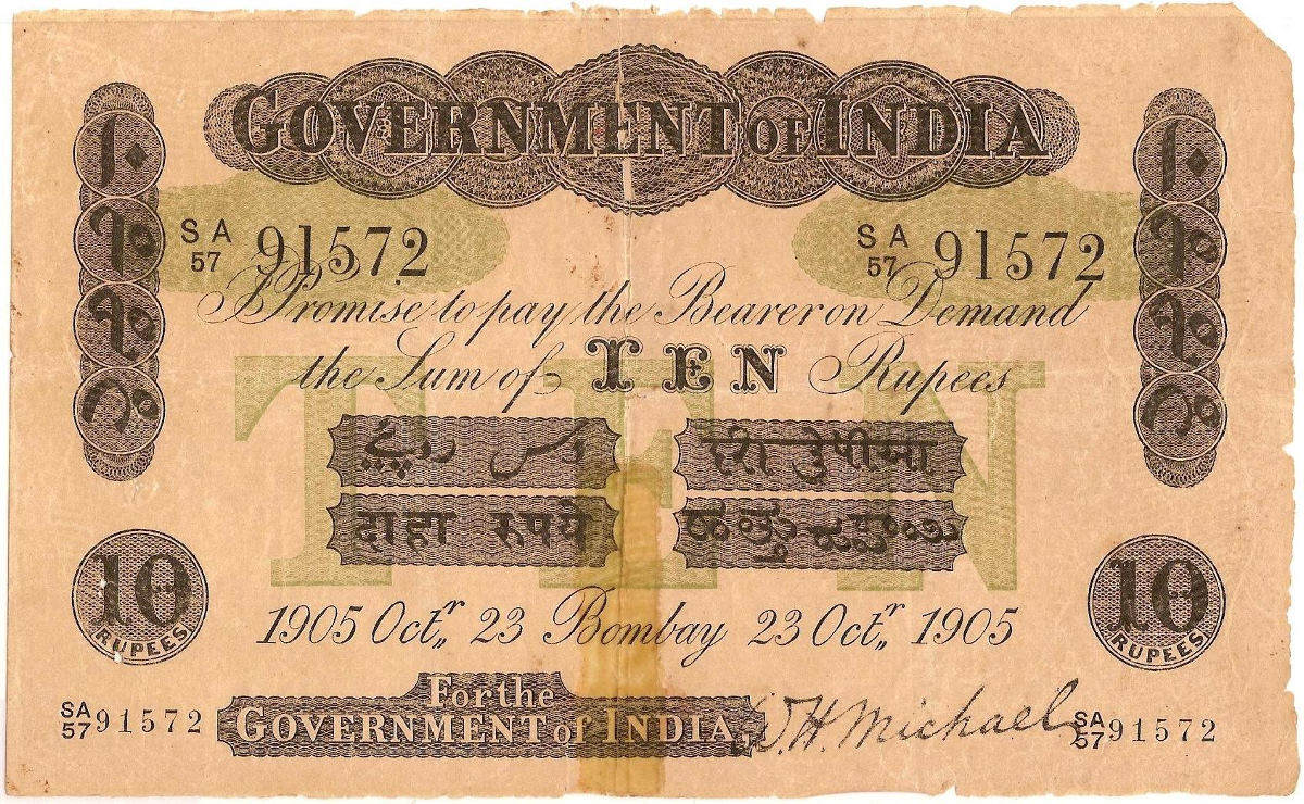 Indp - A8c10rupeesbombay23 - 10 - 1905sa57w - H - Michaelpps - Old Indian Rupees Notes - HD Wallpaper 