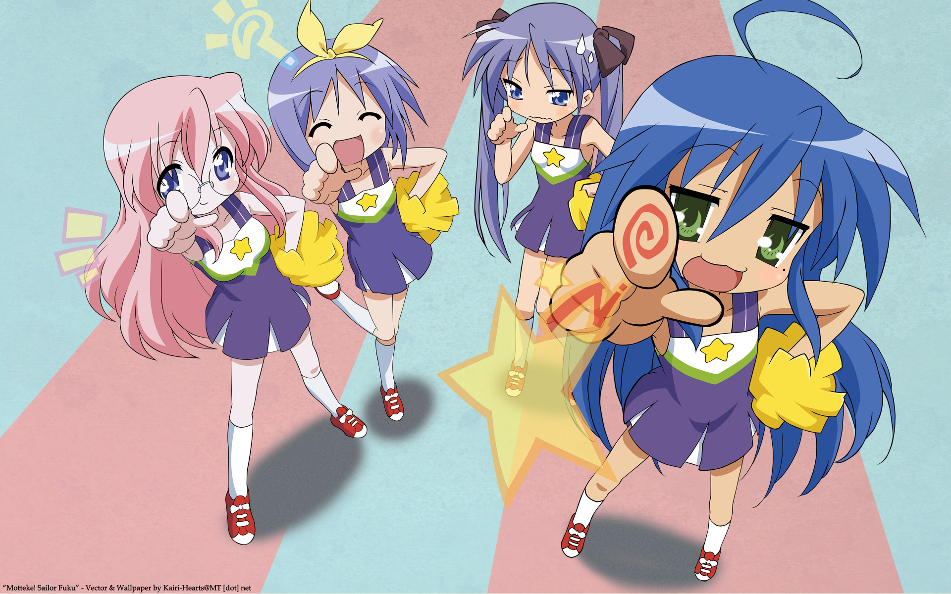 Lucky Star, Konata Izumi, Tsukasa Hiiragi, Miyuki Takara, - Lucky Star Miyuki Cheerleader - HD Wallpaper 