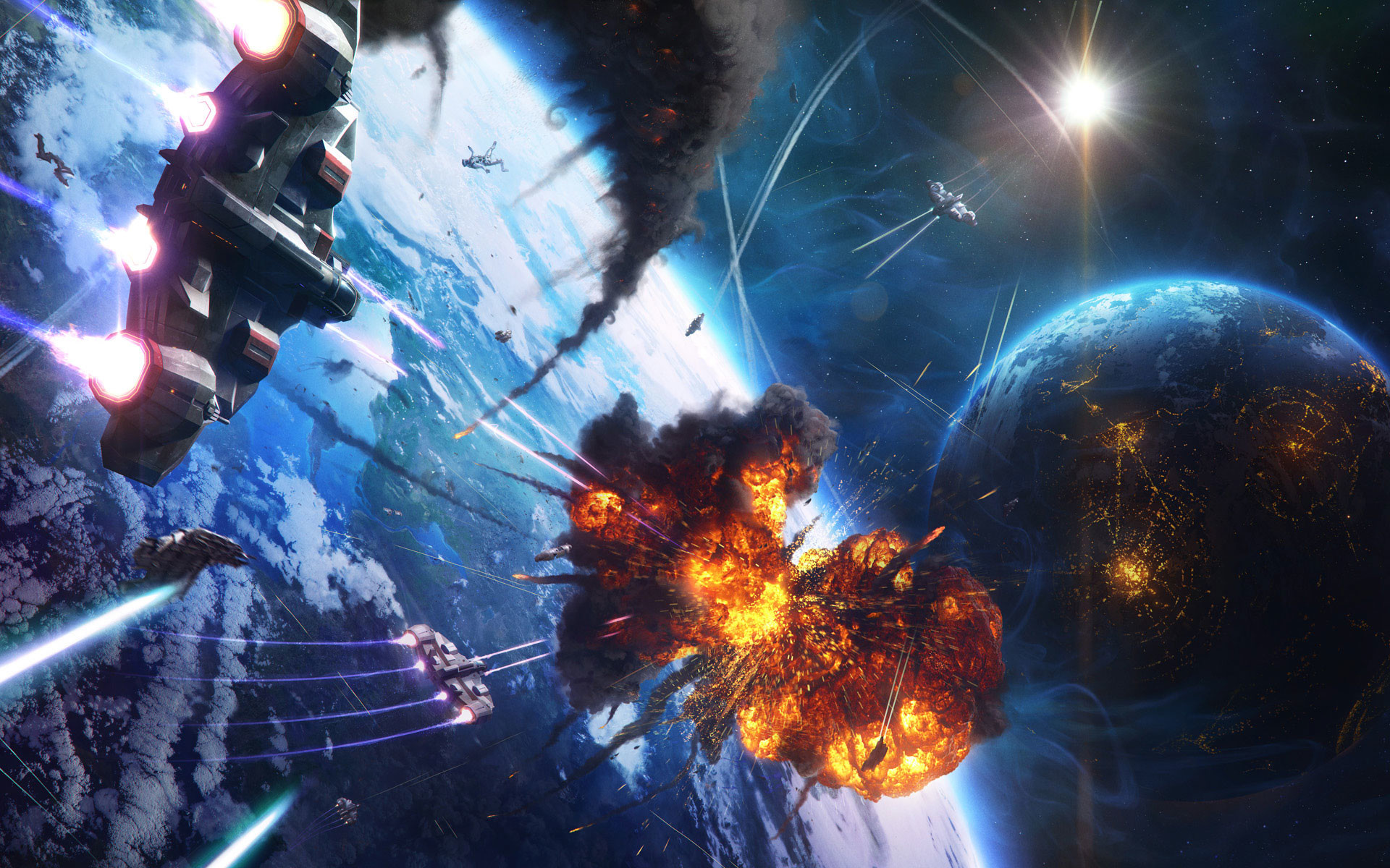 Download Alternate Version Wallpaper 
 Data-src - Sci Fi Space Battle - HD Wallpaper 