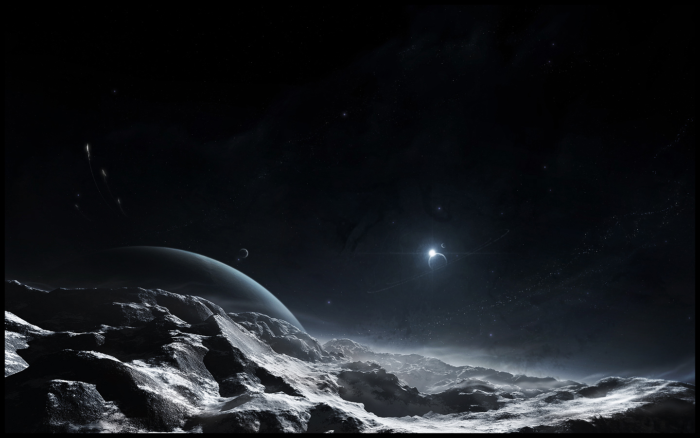 Wallpaper - Black Space Planet Background - HD Wallpaper 