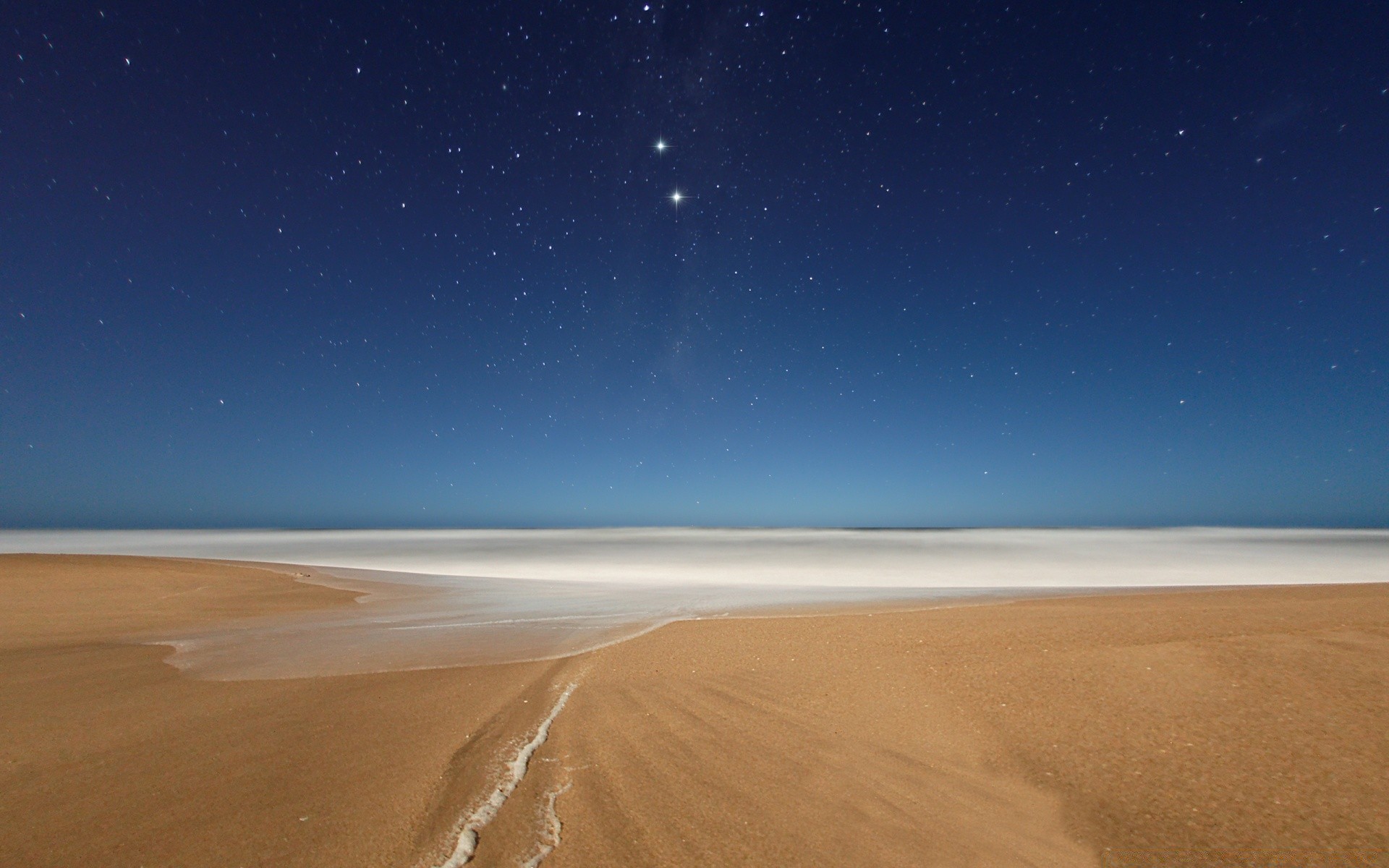 Sea And Ocean Sand Desert Sky Barren Dune Moon Travel - Beach Stars - HD Wallpaper 