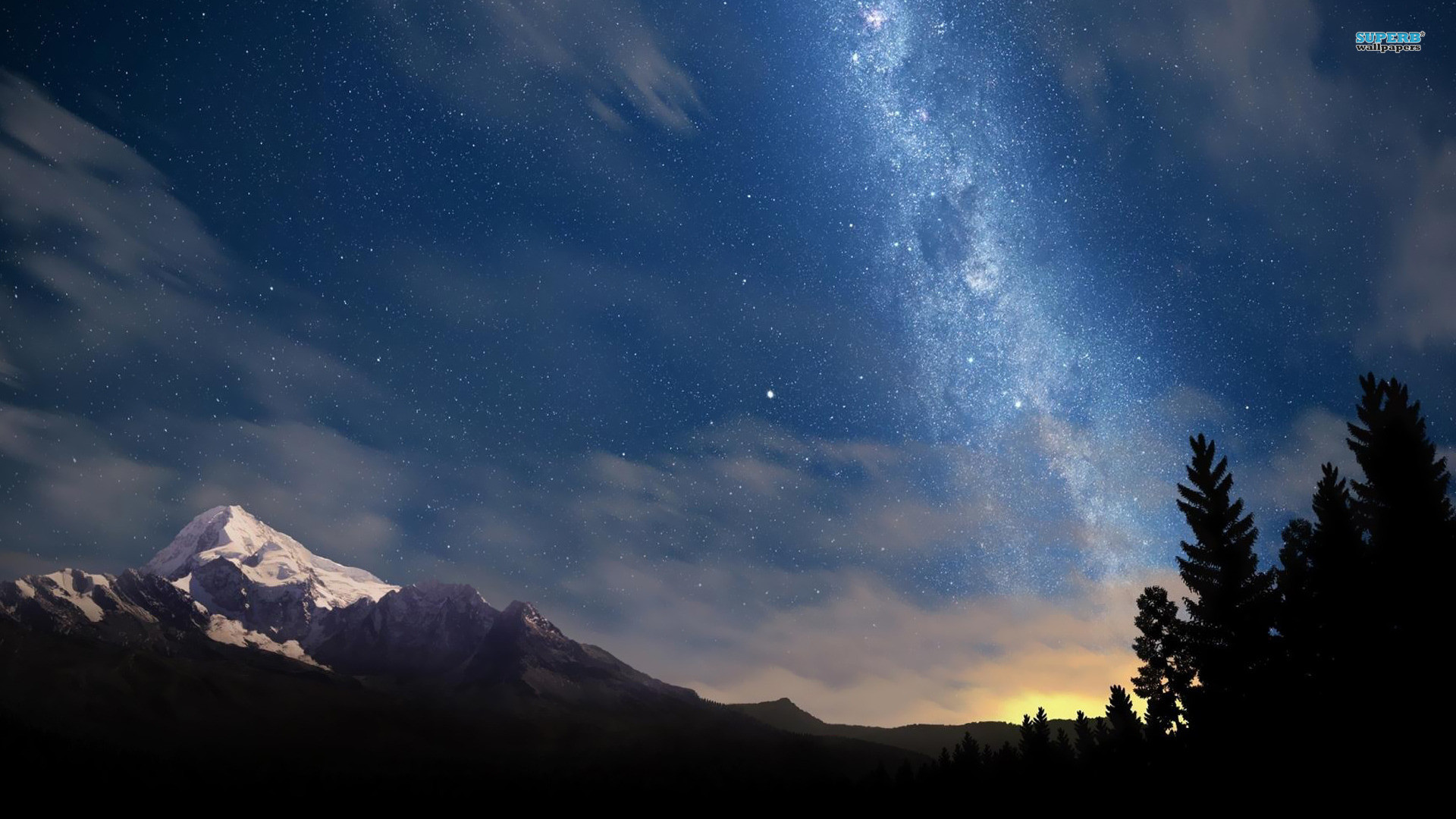Starry Night Sky Wallpaper Nature Wallpapers 14836 - Night Sky - HD Wallpaper 