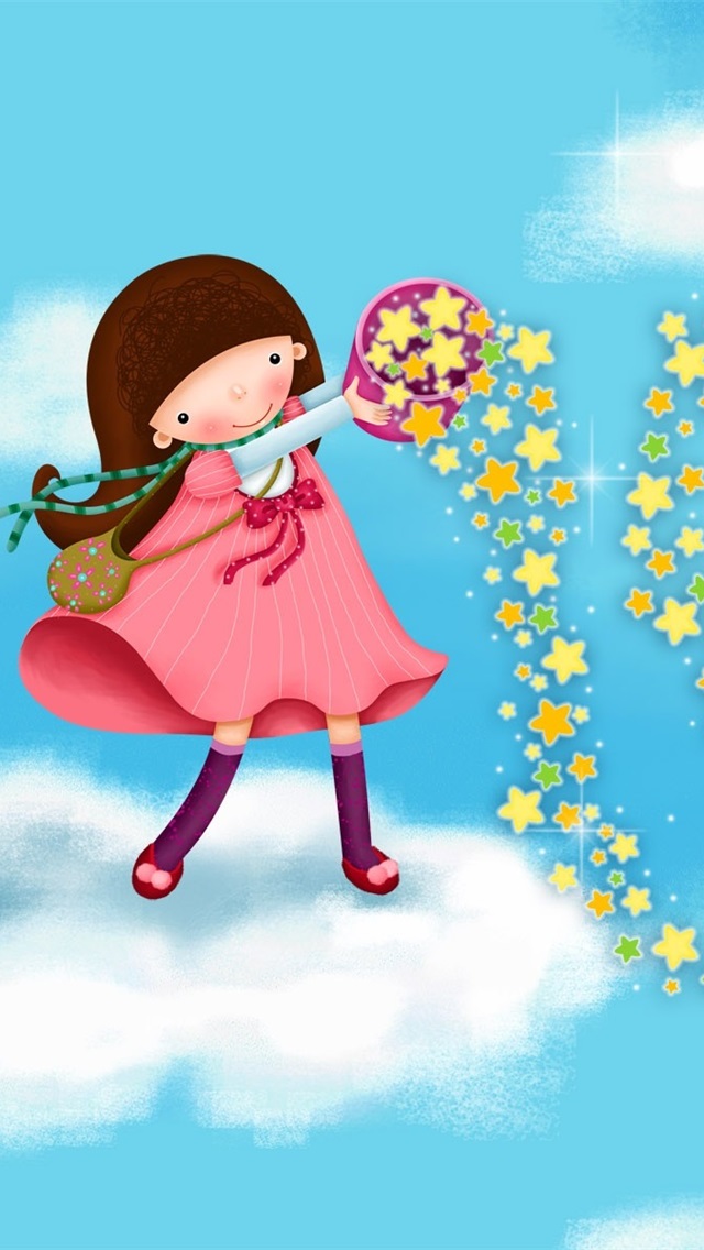 Iphone Wallpaper Cute Girl Poured Colorful Stars - Goeie Nag Inspirasie Boodskappe - HD Wallpaper 