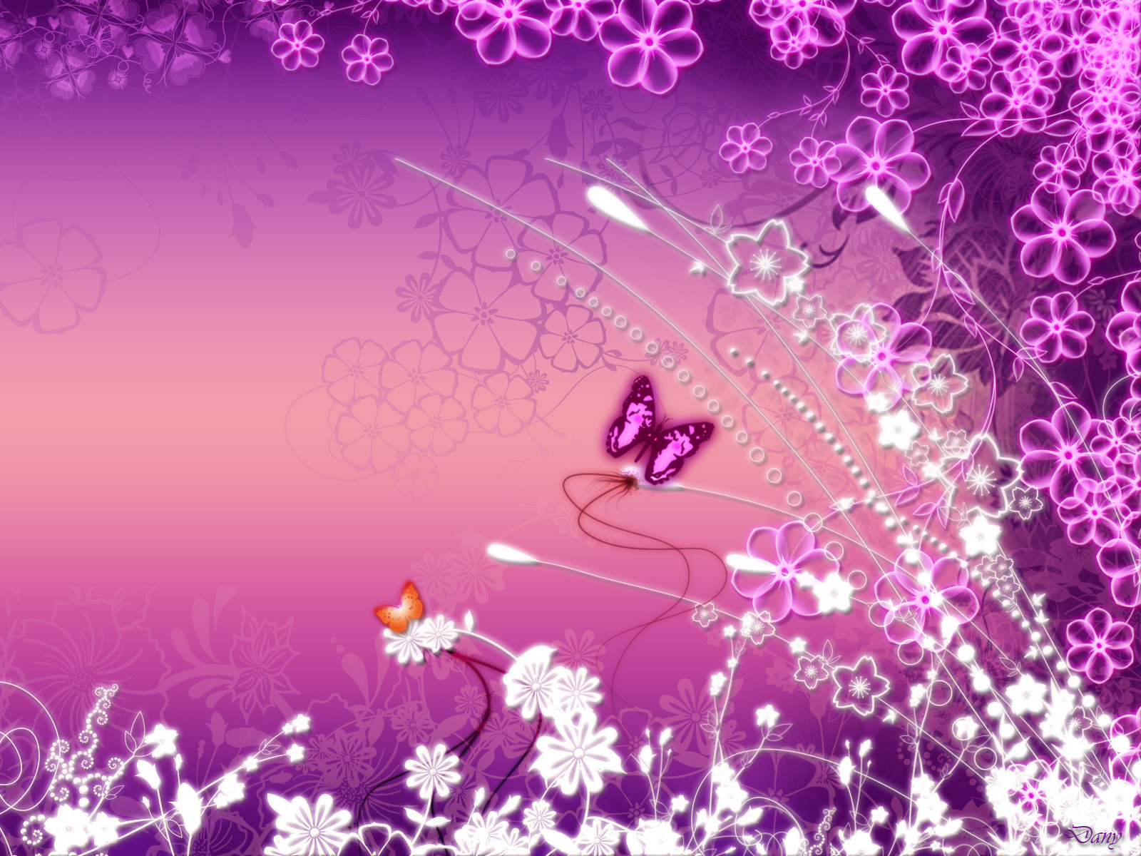 Pink And Purple Butterfly Background Designs - HD Wallpaper 