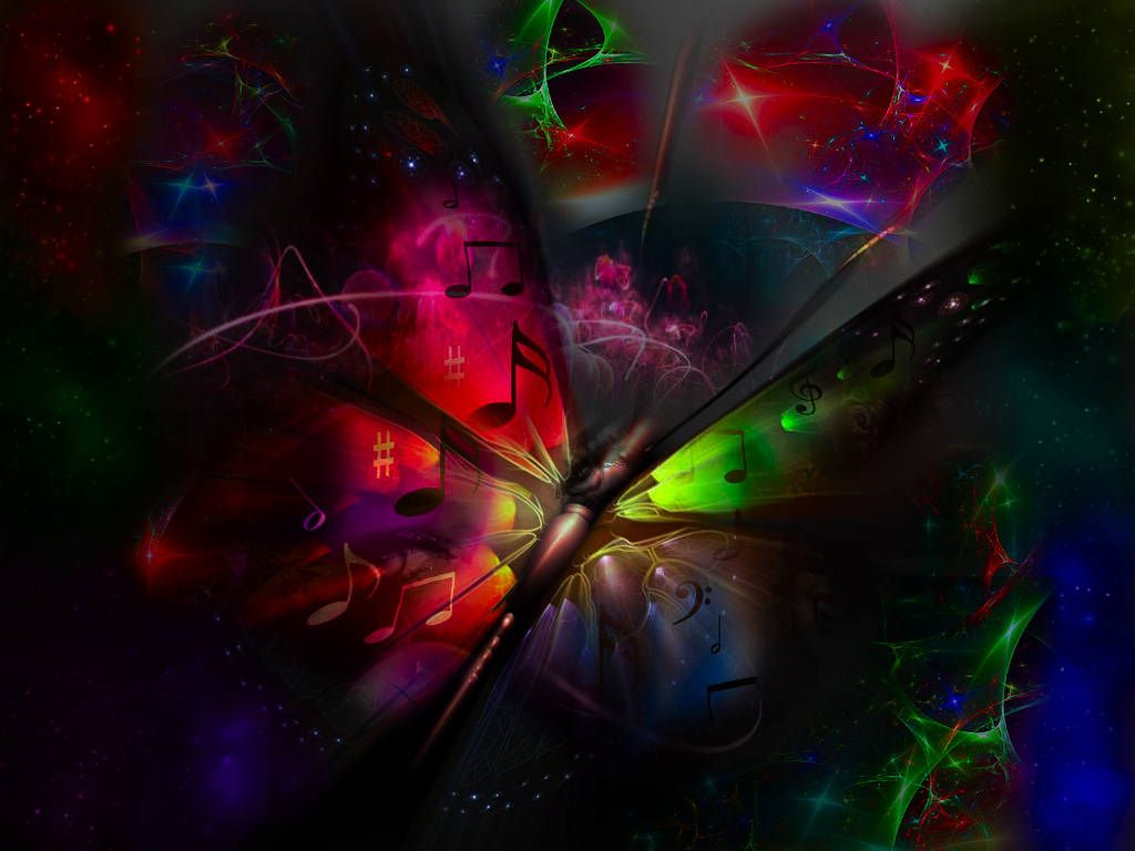 Neon Butterfly Desktop Wallpaper - Music Notes Wallpaper Neon - HD Wallpaper 