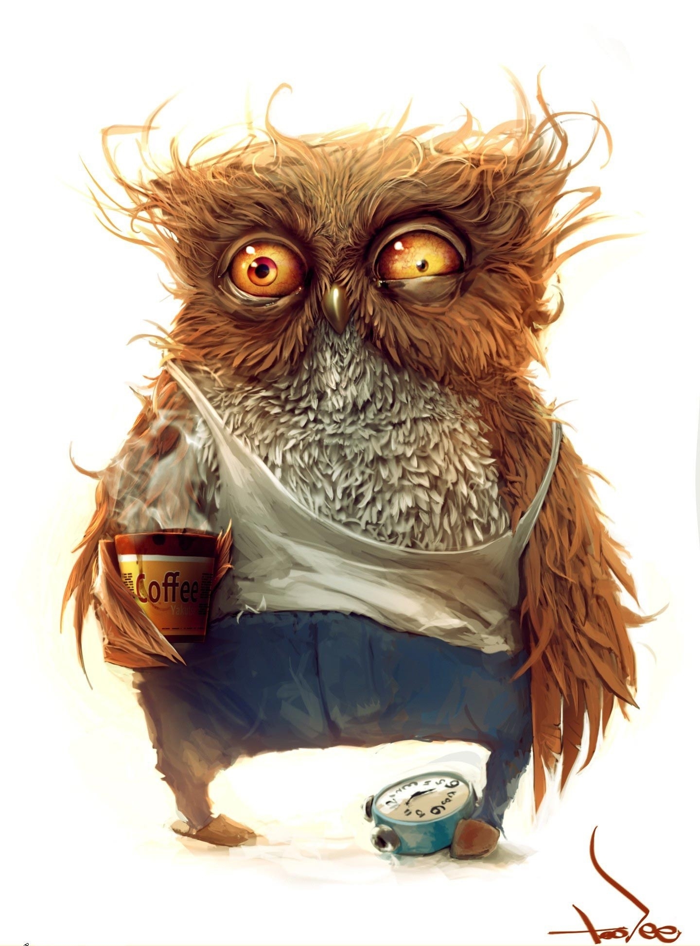 Need Coffee Owl - HD Wallpaper 