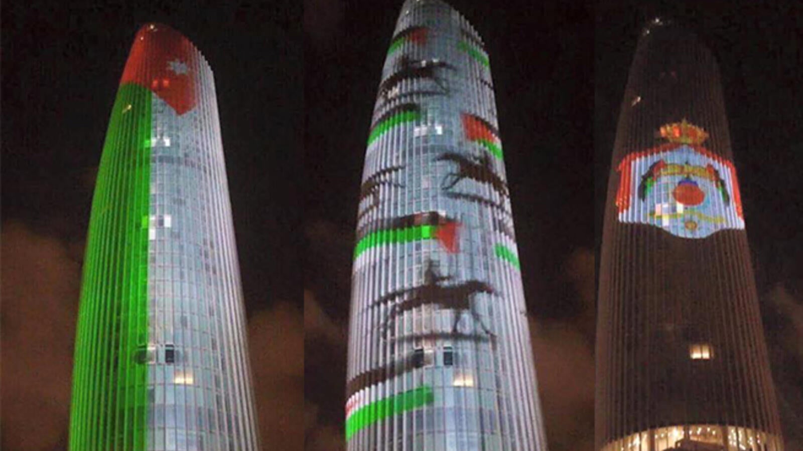 Amman S Rotana Tower Decked Out For Jordan S Independence - ابراج العبدلي في عمان - HD Wallpaper 