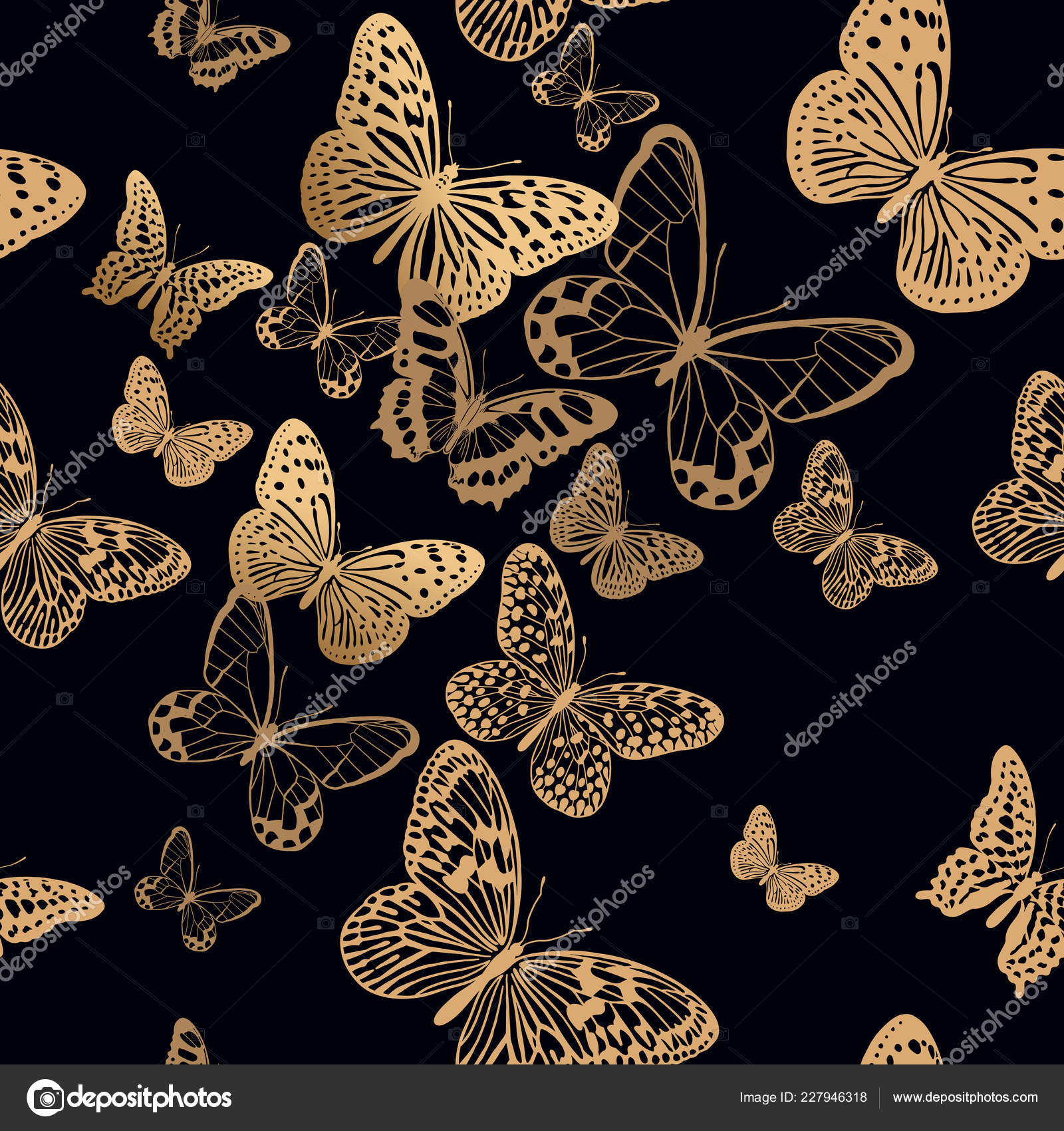 Gold Black Background Butterfly - HD Wallpaper 
